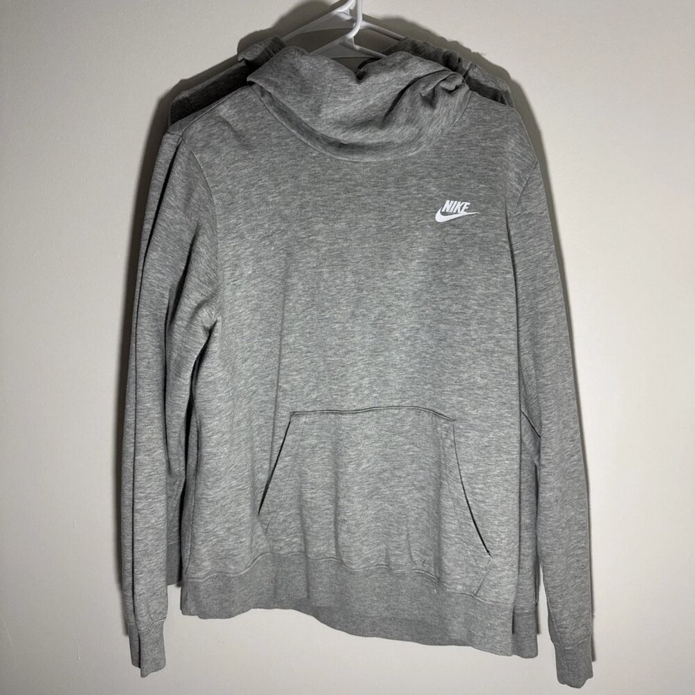 Nike Women's Sportswear Fleece Funnel Neck Hoodie Gray Sweatshirt Large